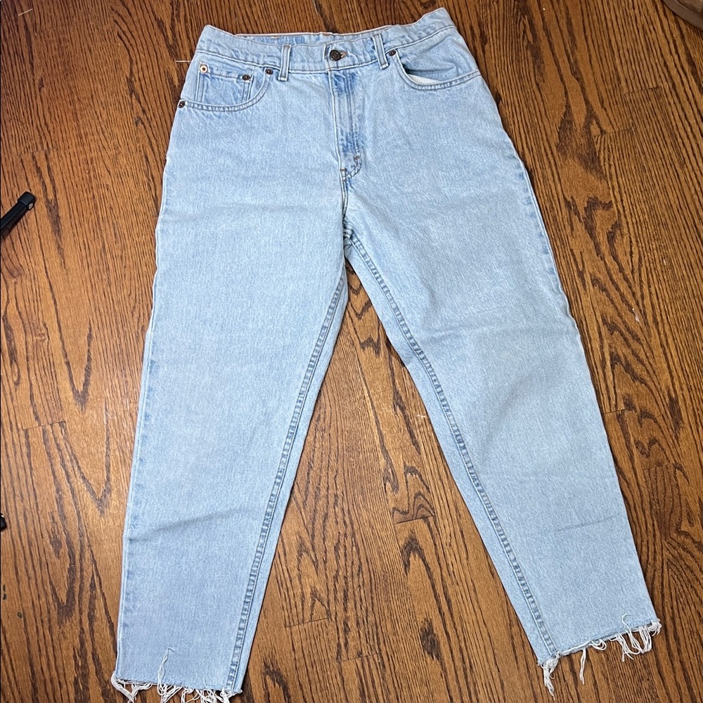 Levi's  550 Vintage  high waisted Light Wash raw hemJeans 24 waist 26 inseam